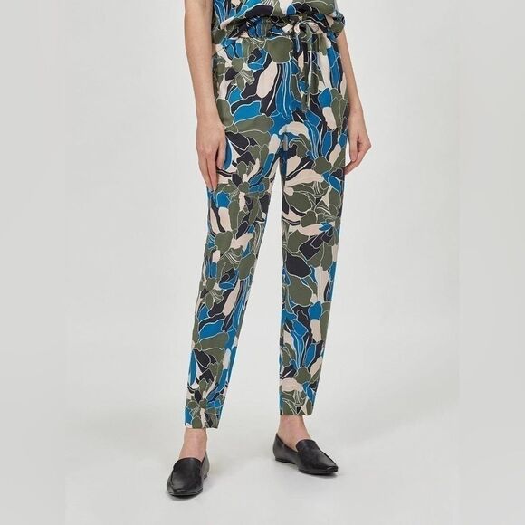 Equipment Suzette Floral Print Drawstring Silk Pants In ECLIPSEMULTI Size 4 NWOT - Picture 1 of 10